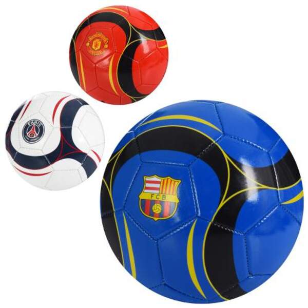 М'яч футбольний EV-3341 (30шт) розмір 5, ПВХ 1,8мм, 260-280г, 3 кольори, 3 види (клуби), у кульку (шт.)