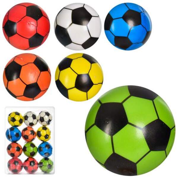 Мяч детский фомовый MS 3433-3 (240шт) 7,6см, футбол, 6цветов, упаковка кулек 12шт (шт.)