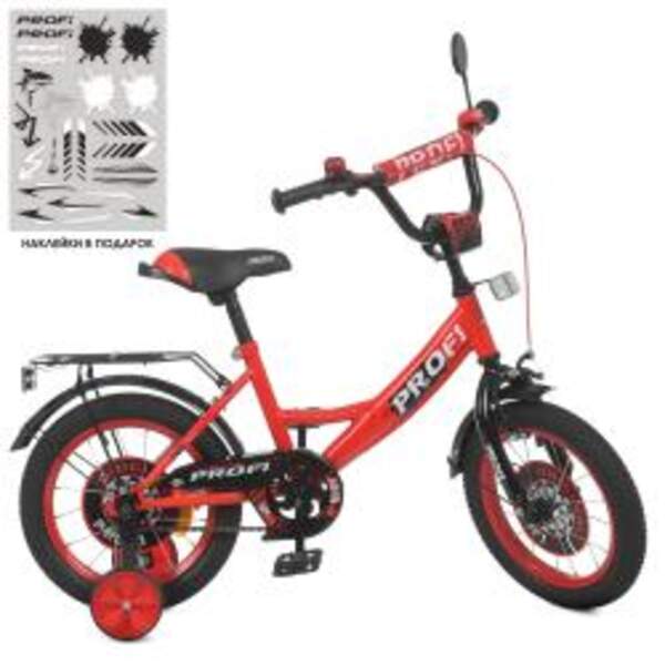Велосипед дитячий PROF1 14д. Y1446 (1шт) Original boy, червоно-чорний, дзвінок, дод.кол (шт.)