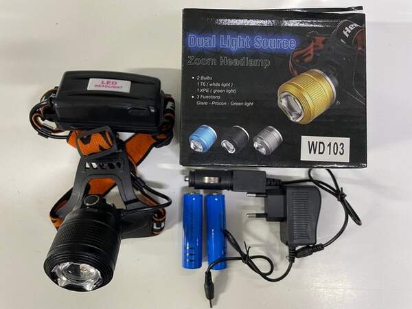 Ліхтарик налобний WD 103  T6 LED + Zoom + акумулятори/60 (шт.)