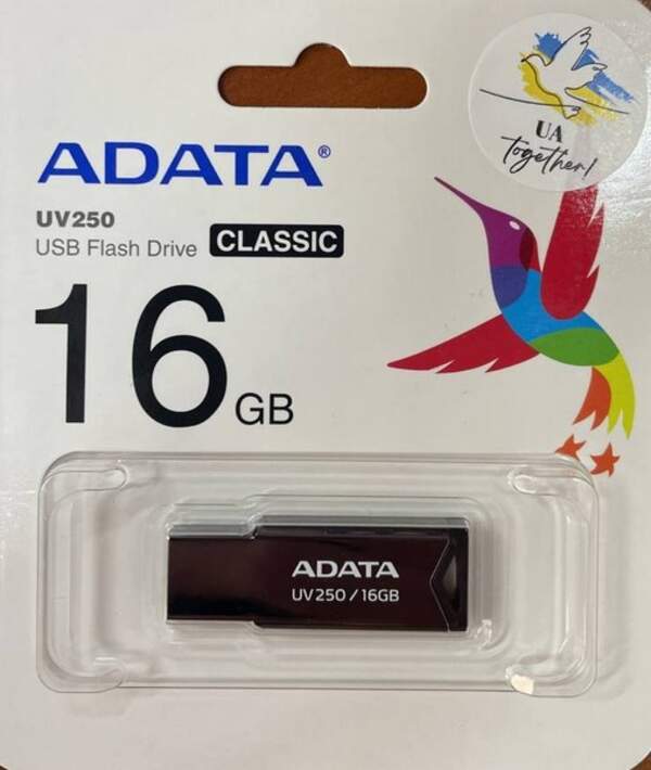 карта памяти A-Data USB 16GB AUV 250 Silver/Black 2.0 (шт.)