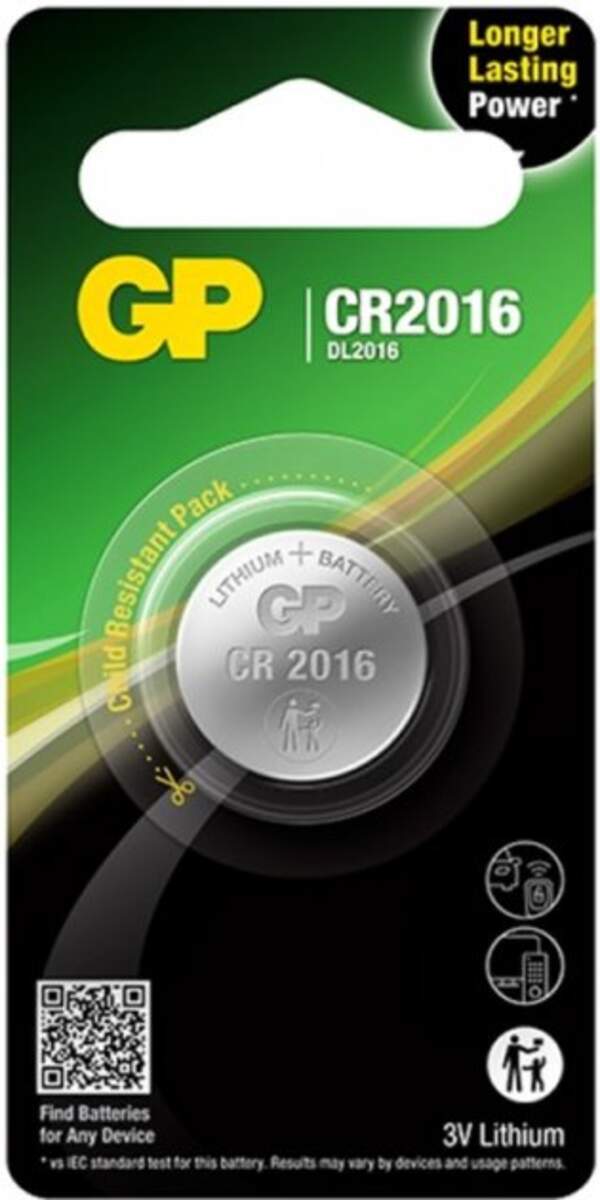 Батарейка GP дискова Lithium Button Cell 3.0V CR2016-U1 літієві (1/10/100) (шт.)