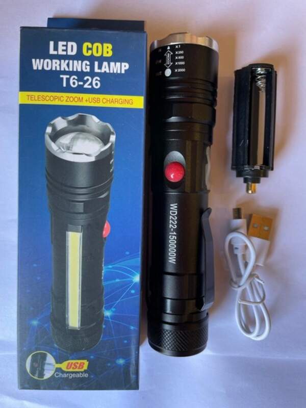 Ліхтарик ручний WD 222 T6LED+COB LED + Zoom (Т6-26)/120 (шт.)