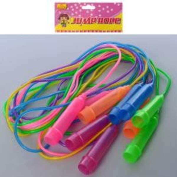 Скакалка MS 3293 (180шт) 260см, мотузка-гума, ручка-пластик, 5 кольорів (шт.)