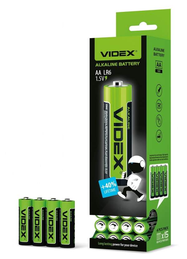 батарейка Videx LR6 /4/ shrink (teh)/720/60*** (шт.)