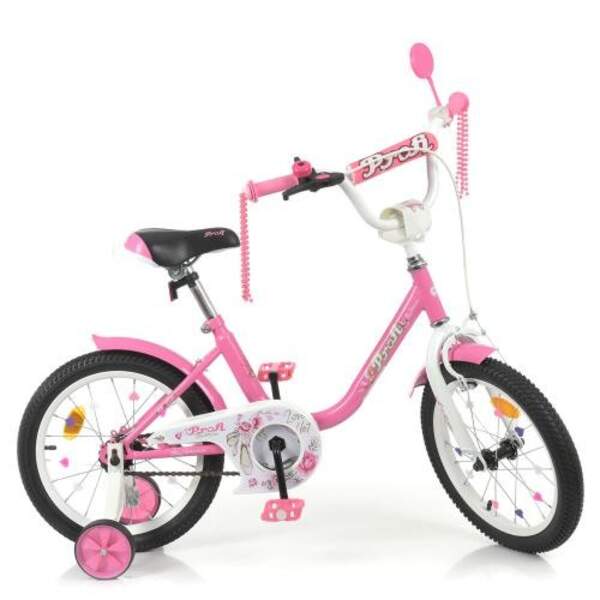 Велосипед дитячий PROF1 16д. Y1681 (1шт) Ballerina,SKD45,рожевий,зв,ліхтар,дод.кол (шт.)