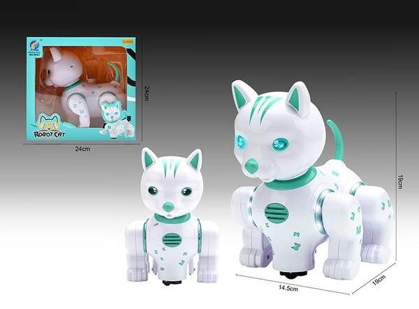 Іграшка кішка 9883 (32шт) батар,мікс 2 кольори,рух,звук,світло, у коробці 24*24см (шт.)