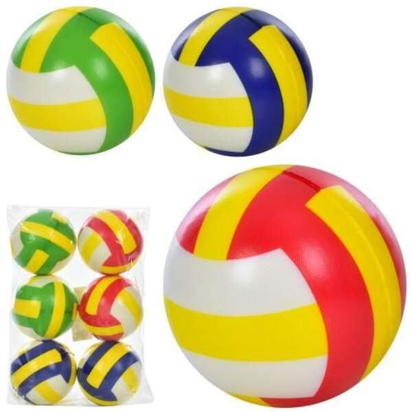 М'яч дитячий фомовий MS 3518-3 (120шт) 10см, 3 кольори, упаковка 6шт, у кульку 28-19-9см (шт.)