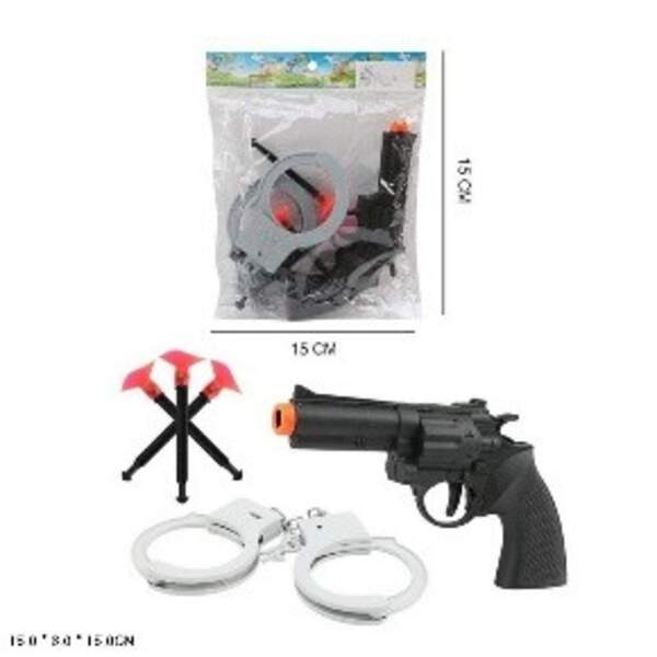 Поліцейський нібір арт. 34P30A (576шт)пістолет,наручники, кулі на присосках, пакет 15*15см (шт.)