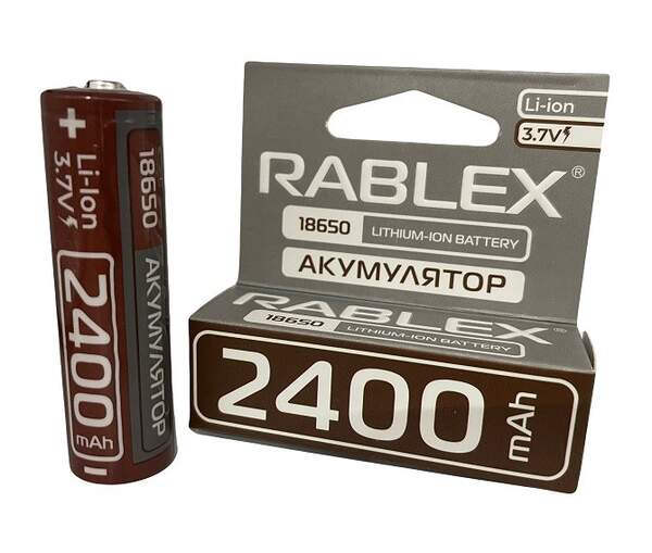 Rablex 18650 Li-lon 2400 blister mAh 1pcs ( без захисту )/40/400 (шт.)