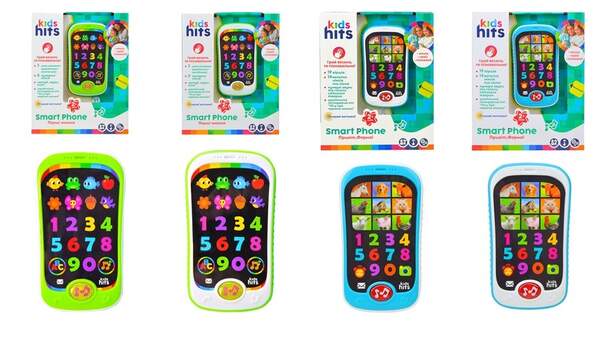 Телефон муз. розв. Kids Hits арт. KH03/002 (96шт)"Перші знання",батар у комплекті.,2 кольори мікс, (шт.)