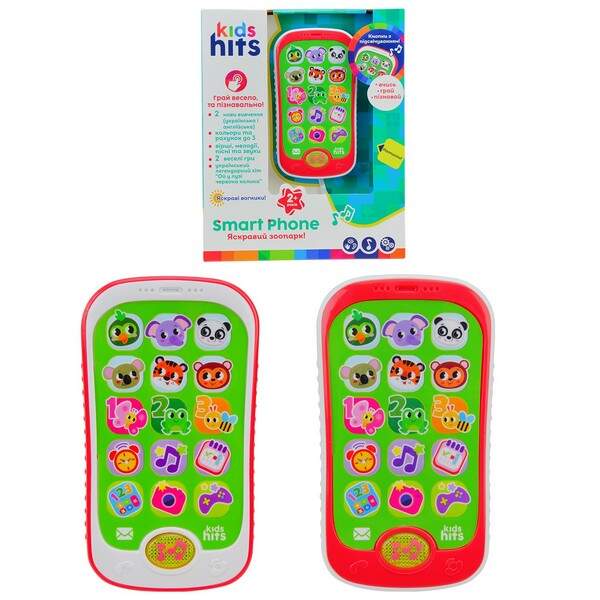 Телефон муз. розв. Kids Hits арт. KH03/004 (96шт) "Яскравий зоопарк",батар у комплекті.,2 кольори мі (шт.)