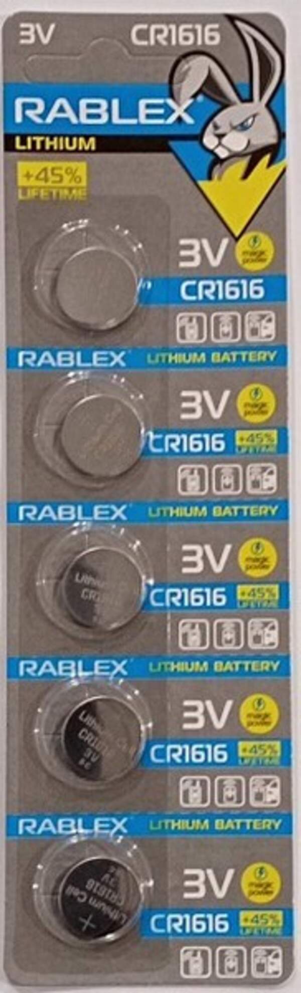 Rablex CR1616 3V blister card/5 pcs/100/2000/ (шт.)