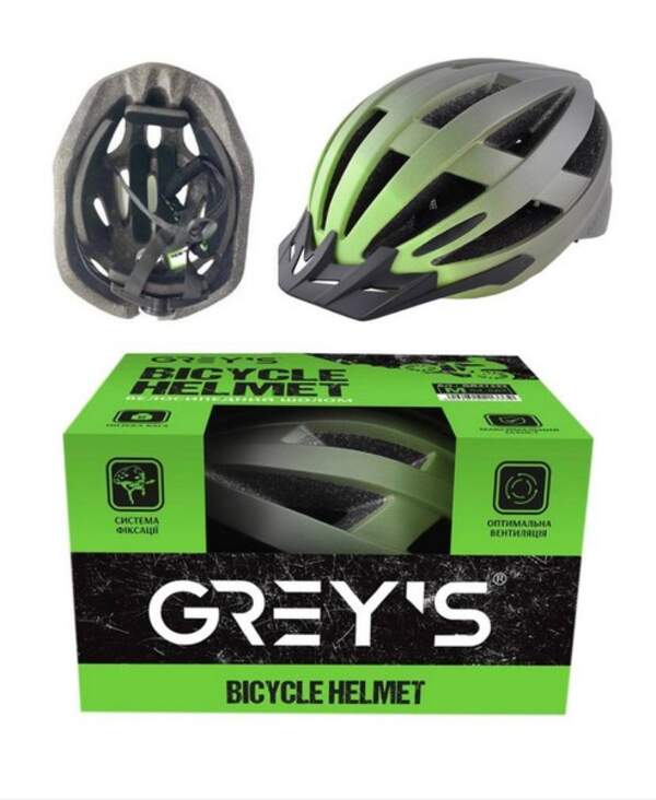 Шолом велосипедний (Greys) М зелено-чорний GR 21333 (шт.)