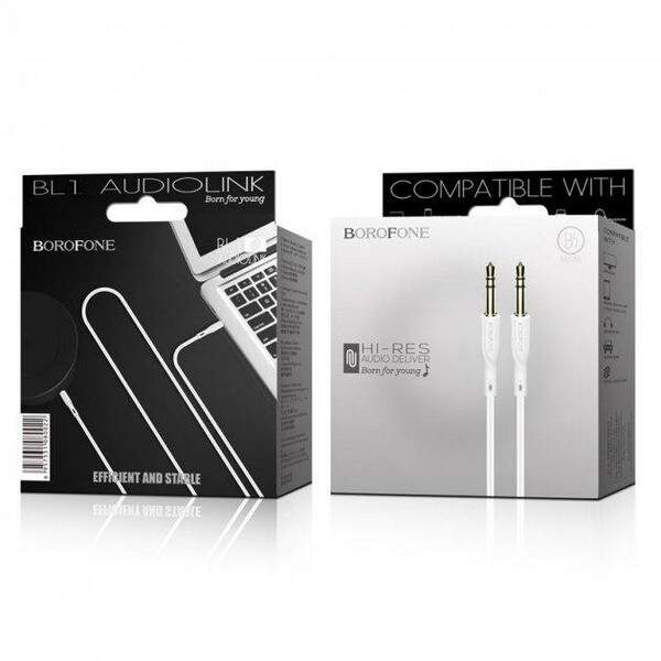 AUX cable 3.5mm BOROFONE BL1 Audiolink AUX audio cable white (шт.)