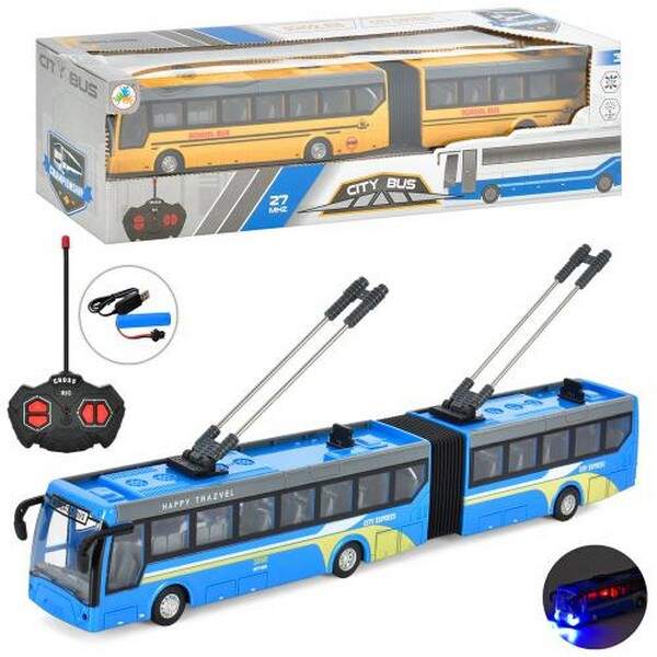 Автобус JC-044-45 (12шт) 36см, р/к, акум, USB зарядне, світло, 2 кольори, в кор-ці, 37,5-8-11см (шт.)