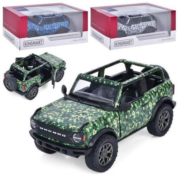 Модель джип FORD BRONCO CAMO-EDITION (Open Top)(2022) 5" KT5445WA метал.інерц.відкр.дв.3кол.кор./96 (шт.)