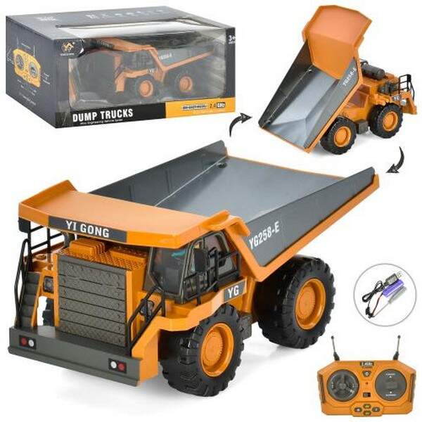 Самоскид BC1041 (8шт) р/к, 2.4G, акум, USB зарядка, мет, звук, світло, рухомі деталі, в кор-ці, 35-1 (шт.)