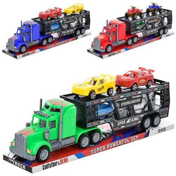 Трейлер 780-13-781-15 (48шт) 38см, інерція, 2 види (машинки, квадроцикл), микс кольорів, в слюді, 40 (шт.)