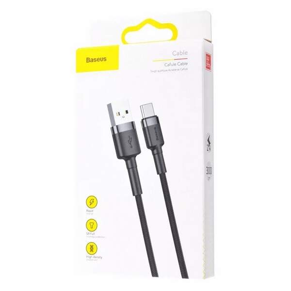 Кабель Baseus cafule Cable USB for Type-C 2A 3 м Black-Grey (CATKLF-UG1) (шт.)