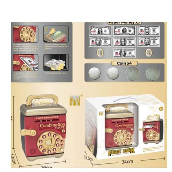 Скарбничка MK 5027 (8шт) 23см, сейф з кодом, затягує купюри, звук, світло, на бат-ці, 2 кольори, в к (шт.)