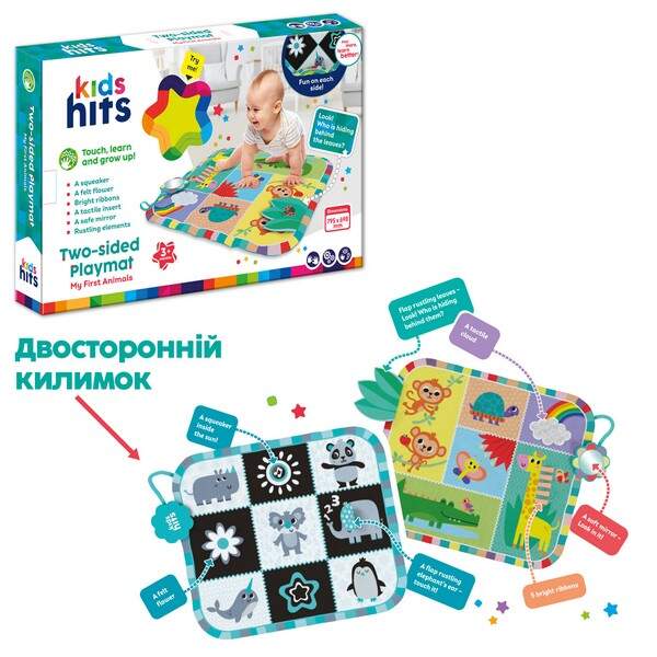 Килимок для малюків Kids Hits арт. KH06/005 (10шт) тактильні елементи, дзеркало, яскраві стрічки, ко (шт.)
