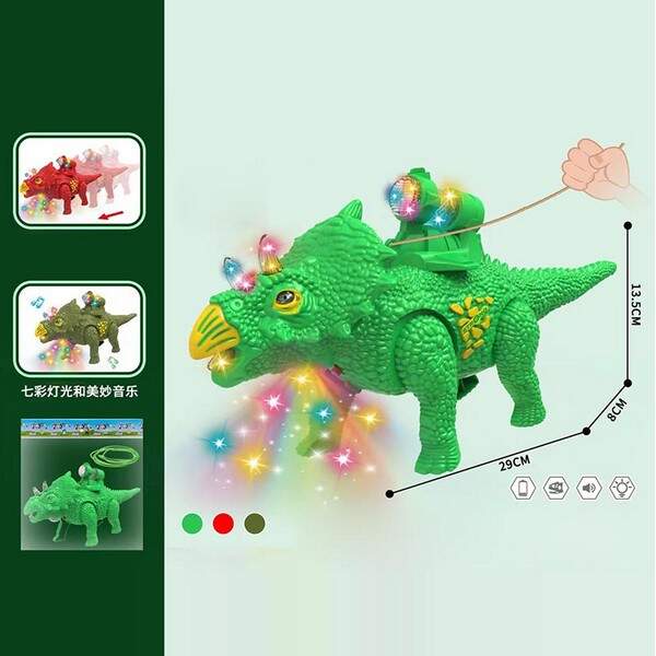 Тварина муз. арт. 5966 (180шт/2) Динозавр, 3 кольори мікс, світ., пакет. 29*8,5*13,5см (шт.)