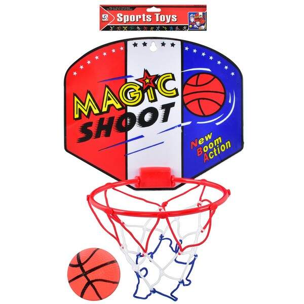 Баскетбольне кільце MR 0827 (72шт) пластик, щит пластик, сітка, м'яч, кул, 25,5-6,5-25,3см (шт.)