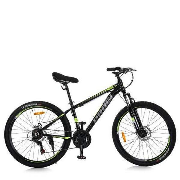 Велосипед 26 д. MTB2602-4 (1шт) алюм.рама 13",SHIMANO 21SP,швидкознім.кол.,чорно-салатовий (шт.)