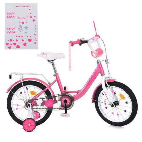 Велосипед дитячий PROF1 14д. MB 14041 (1шт) PRINCESS,SKD45,рожево-білий,дзвін.,ліхтар,багажник,дод.к (шт.)