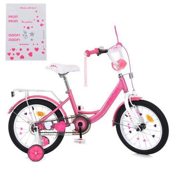 Велосипед дитячий PROF1 18д. MB 18041 (1шт) PRINCESS,SKD45,рожево-білий,дзвін.,ліхтар,багажник,дод.к (шт.)