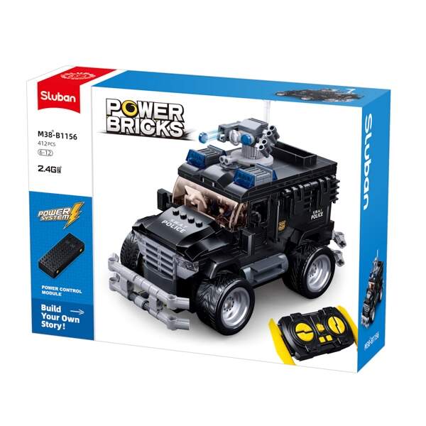 Конструктор M38-B1156 (12шт) штурмова машина, Р/К, 2,4G, 20см, 412дет, фігурки, акум, USB-зарядне (шт.)