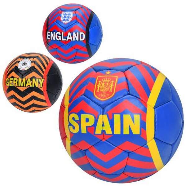 М'яч футбольний 2500-288 (30шт) розмір5,ПУ1,4мм,ручна робота, 32панелі, 400-420г, 3види(країни), в п (шт.)