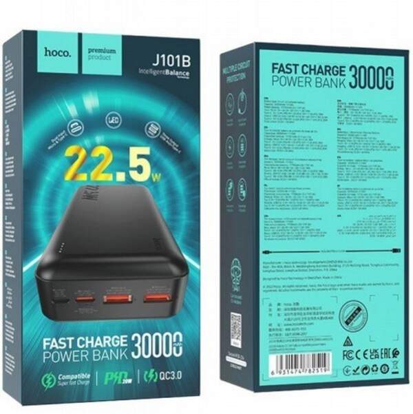 Power Bank Hoco J101B Astute PD20W+QC3.0 30000 mAh Чорний (шт.)