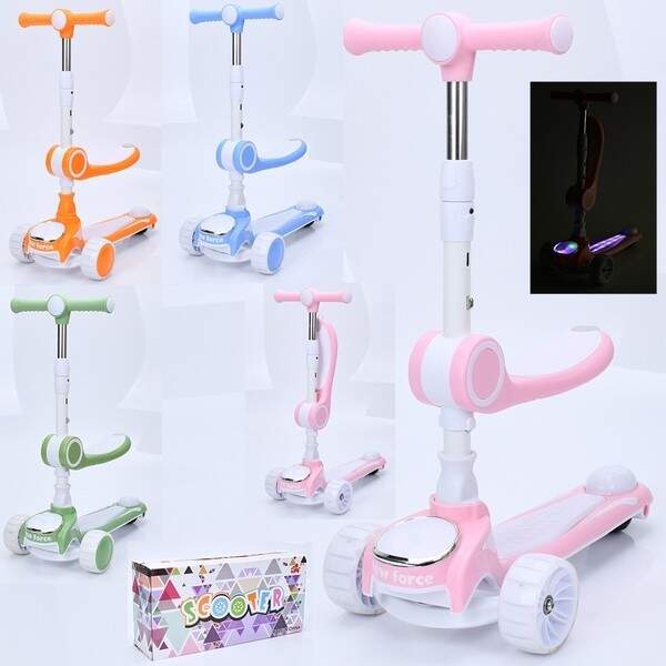 Самокат JR 3-098 (6шт) 3в1 (біговел),метал+пл, висота керма (77-72см) 3 кол,2 пер.(110-50мм) ПУ світ (шт.)