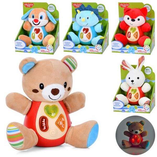 Гра 1913-3-4-5-7-8 (24шт) тварина, 17см, звук, музика, світло, плюш, 5 видів, на бат-ці, в кор-ці, 1 (шт.)