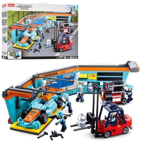 Конструктор SLUBAN M38-B0765 (12шт) СТО, гонка, машина, фігурки, 555дет, в кор-ці, 48-33,5-7см (шт.)