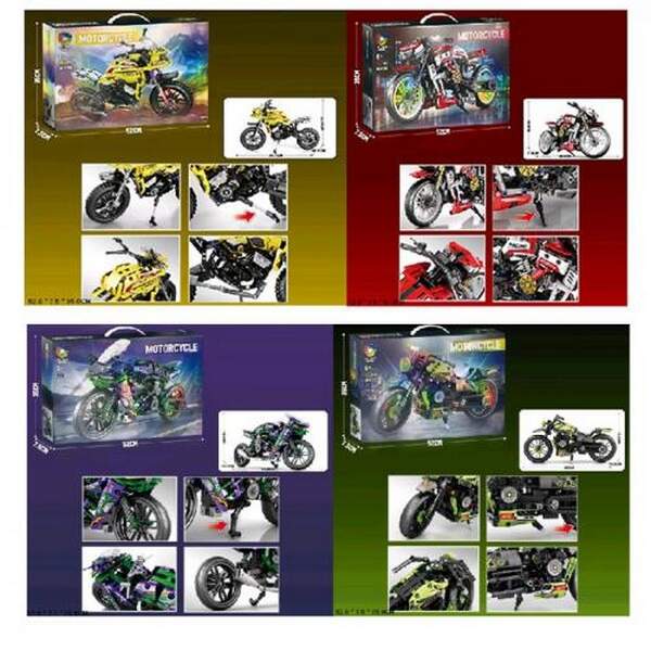 Конструктор 47109-10-11-12 (18шт) мотоцикл, від 435дет (37,5см, 32,8см, 32см, 34,2см), 4 види, в кор (шт.)
