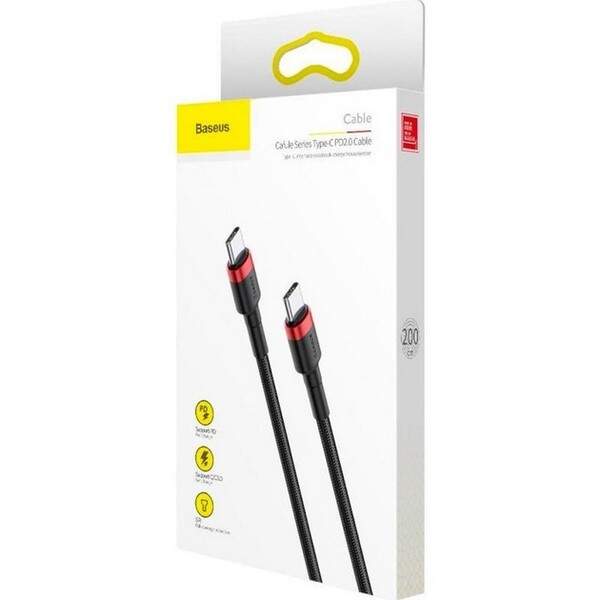 Кабель Baseus cafule PD2.0 60W flash charging USB Type-C (20V 3A)2M Red+Black   (CATKLF-H91) (шт.)