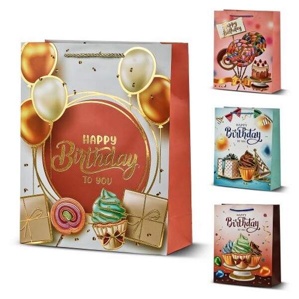 Пакет подарунковий паперовий L "Happy birthday" 30*41.5*12см R96986-L (240шт) (шт.)