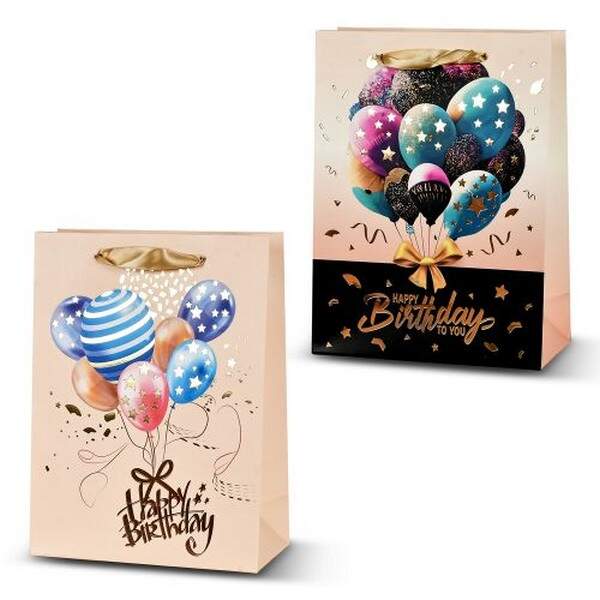 Пакет подарунковий паперовий M "Happy birthday" 26*32*10см R96724-M (480шт) (шт.)