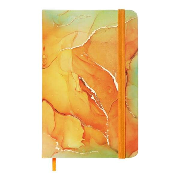Книжка записна MARBLE, на гумці, А6, 80 арк., клітинка., офсет крем., тв.лам.обл., помаранчева BM.25 (шт.)