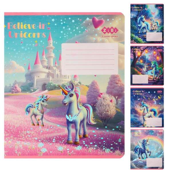 Зошит учнівський шкільний UNICORN, 12 арк., клітинка, KIDS LINE ZB25.1752K (шт.)