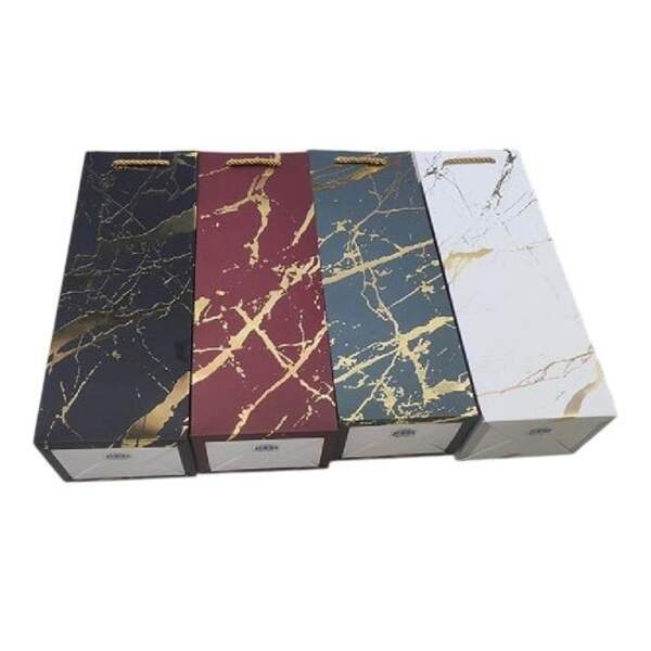 Пакет подарунковий паперовий під пляшку "Gold marble" 12.5*8.5*36см R98826 (720шт) (шт.)