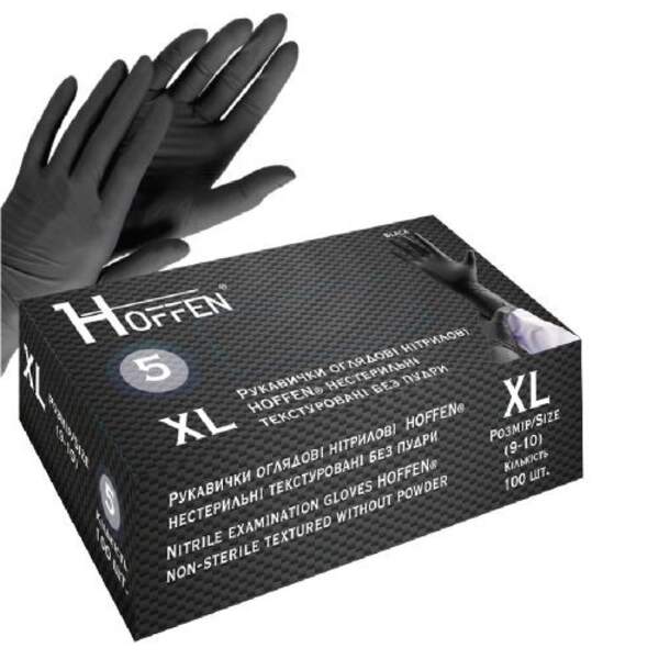 Рукавички нітрилові XL Hoffen 5.0г нестерильні текстуровані б/п 50пар/уп HFN-13501XL (10уп) (шт.)