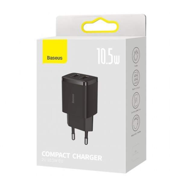 МЗП Baseus Compact Charger 2U 10.5W EU Black (CCXJ010201) (шт.)