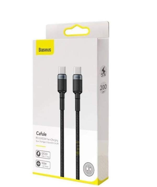 Кабель Baseus Cafule PD2.0 100W flash charging USB For Type-C cable (20V 5A) 2m (CATKLF-ALG1) (шт.)