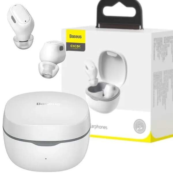 Навушники безпровідні TWS Baseus Encok True Wireless Earphones WM01 White (NGTW240002) (шт.)