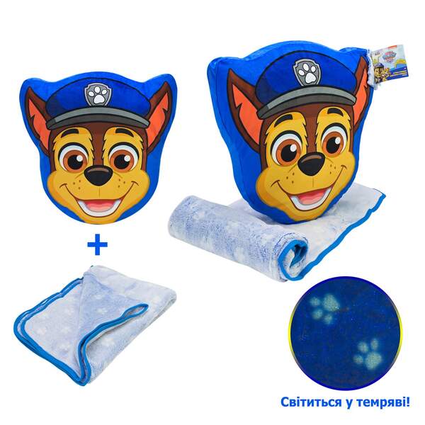 М'яка іграшка з пледом Paw Patrol арт. KH70/001L (8шт) подушка 38*41*7см плед 118*80см (шт.)