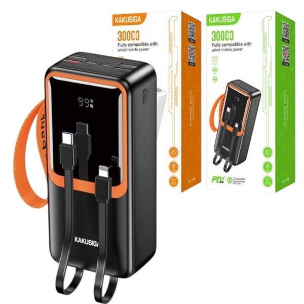 Акумулятори електричні, Powerbank Kakusiga 1089 30000mAh чорний (шт)